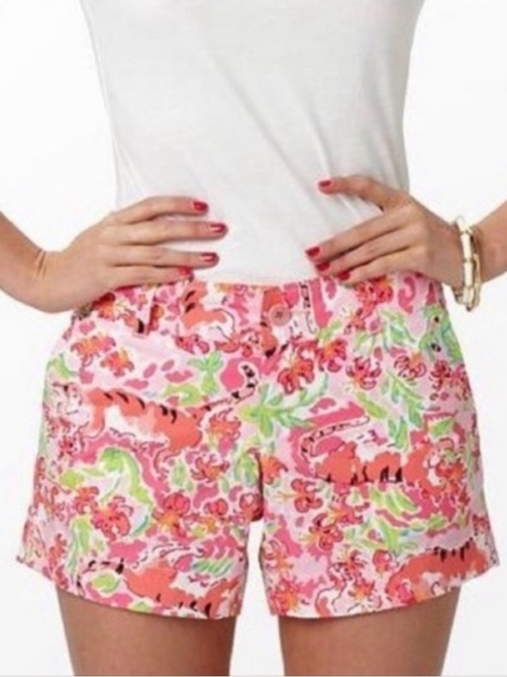 Lilly Pulitzer “Call me Kitty” 🐈‍⬛ Floral Print Pink Women's Shorts - 2